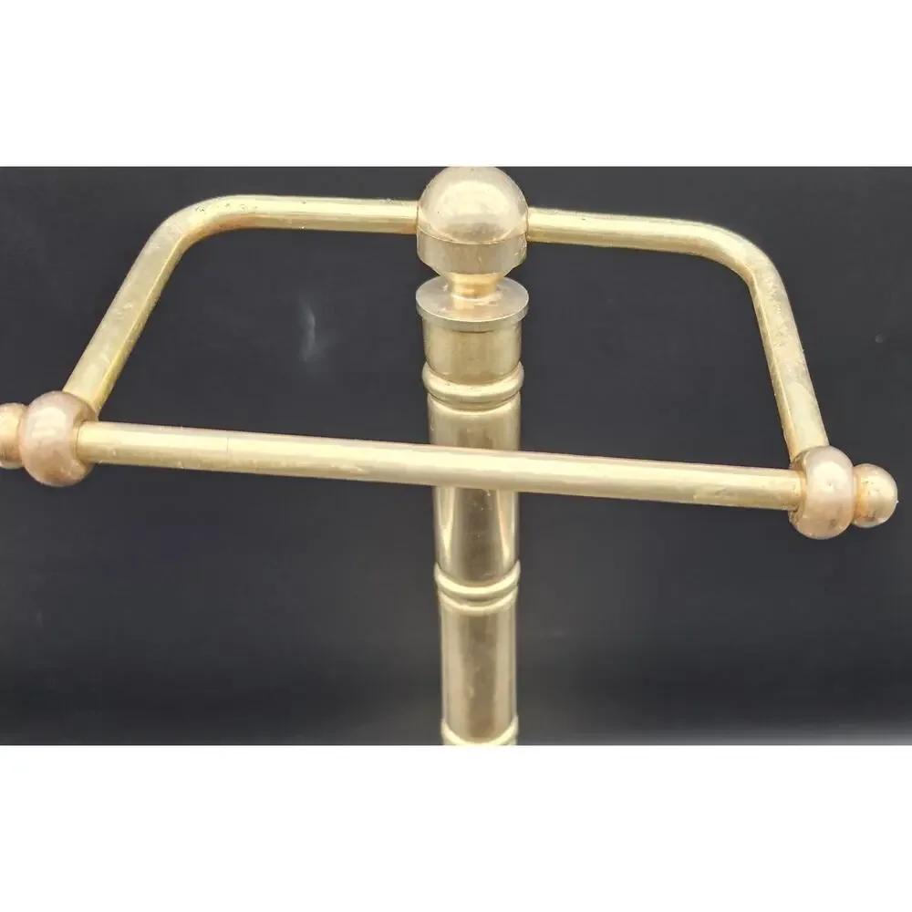 Vintage Brass Toilet Paper Holder Stand Free Standing Bathroom Roll Caddy 22